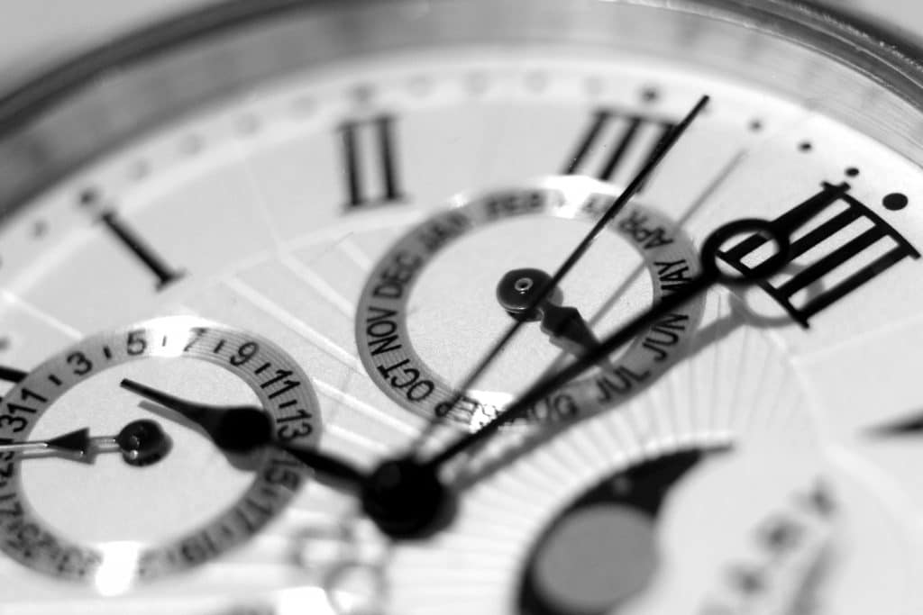 Uurwerk horloge buitenkant zwart wit met romeinse cijfers
